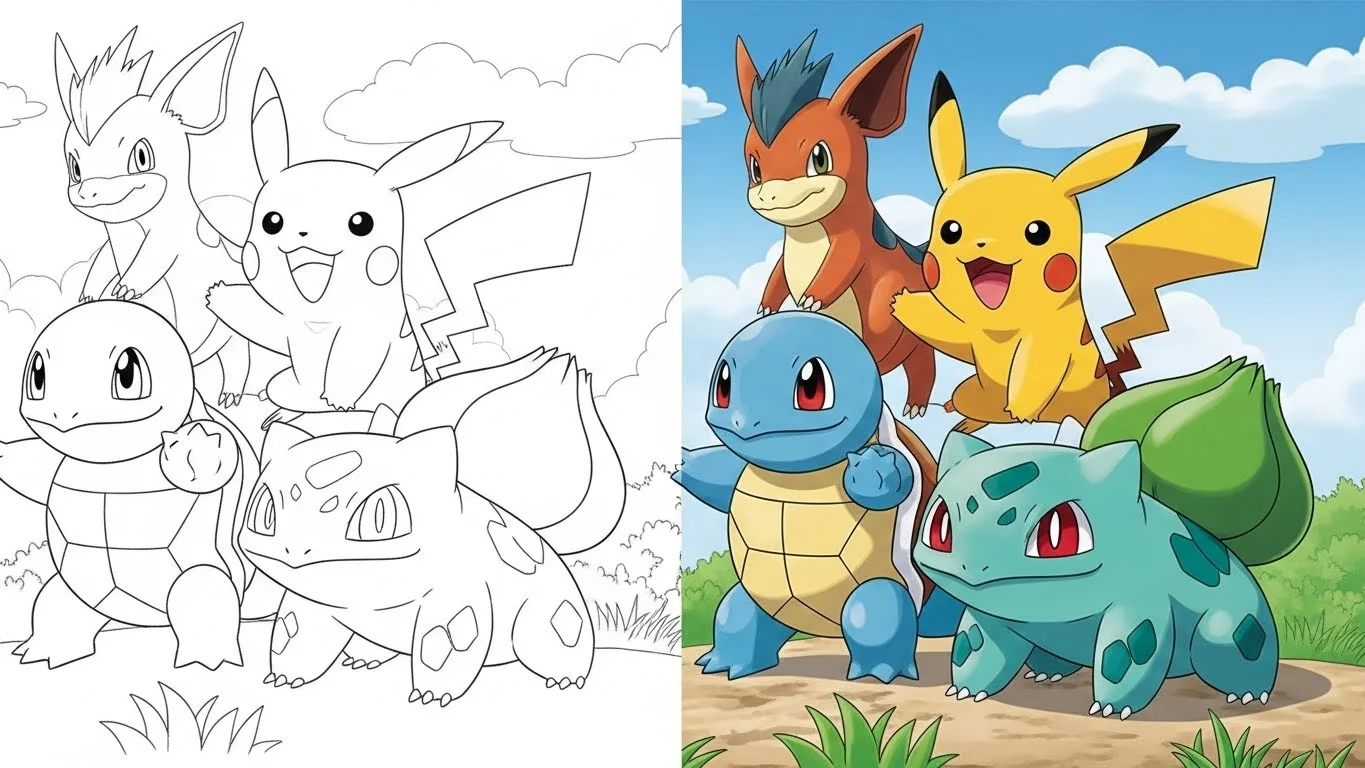 Pokémon Easy Coloring Pages for Kids