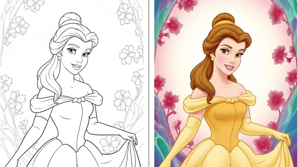 Princess Belle Coloring Pages