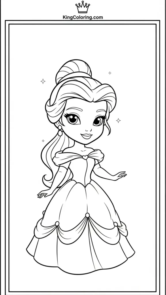 Princess Belle in a chibi-style cute pose