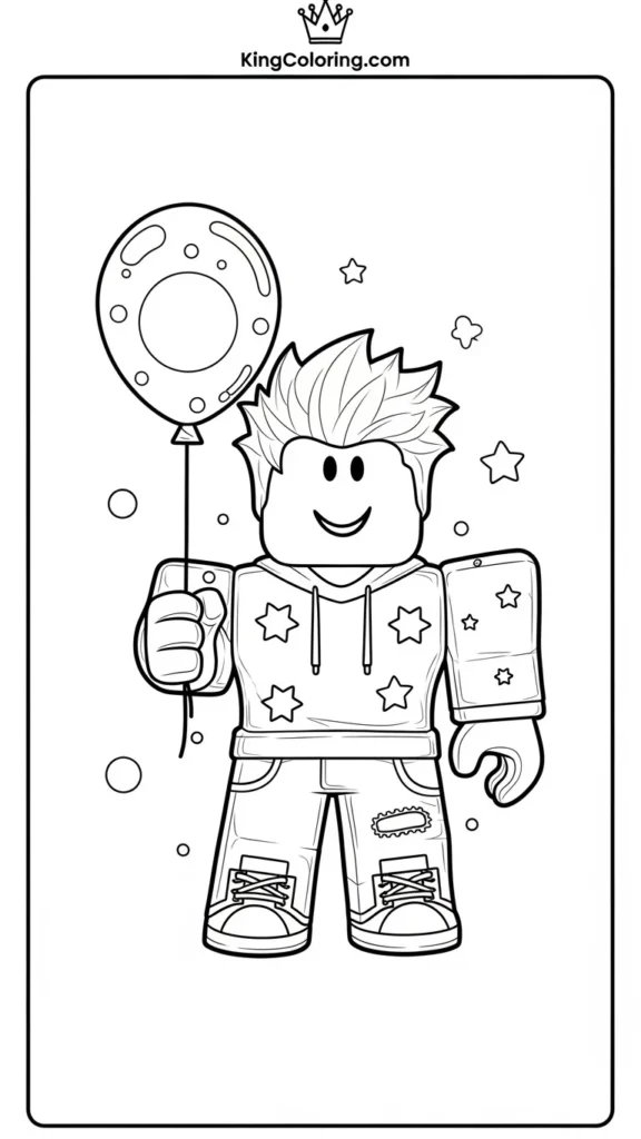 Roblox character holding a balloon