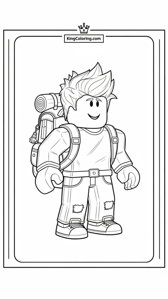 Roblox character with a backpack ready for adventure