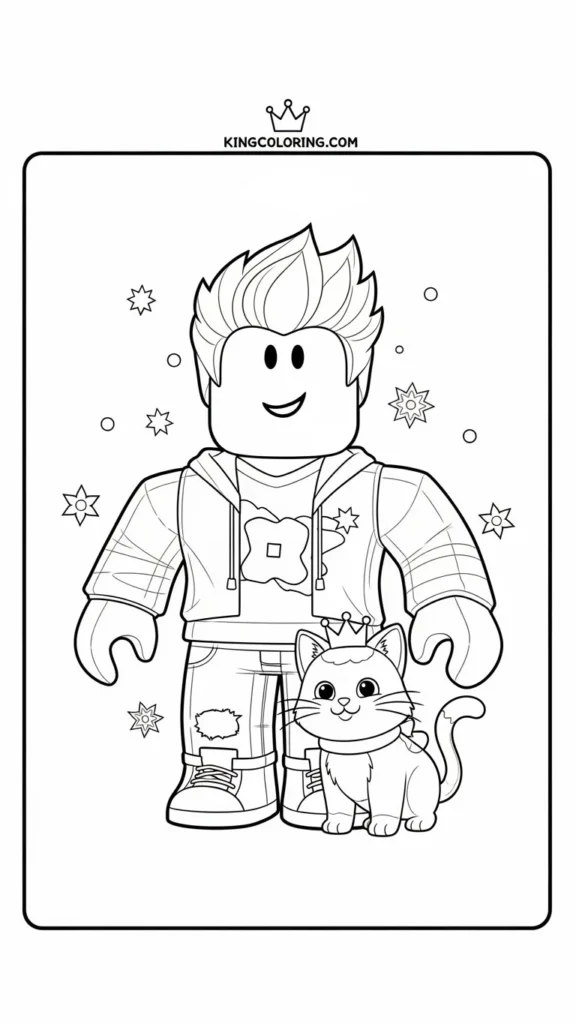 Roblox character with a cute cat pet