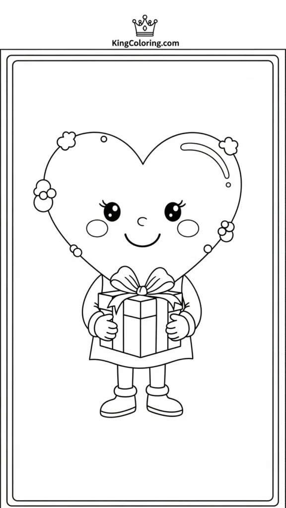 Smiling heart holding a gift
