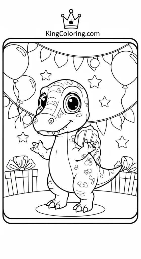 Spinosaurus coloring pages featuring a baby Spinosaurus waving its small arms
