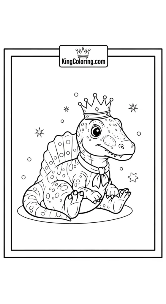 Spinosaurus coloring pages featuring a small Spinosaurus sitting