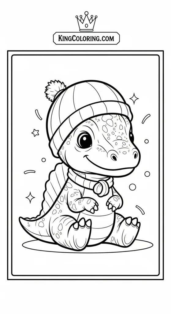 Spinosaurus coloring pages featuring a small cute Spinosaurus sitting calmly