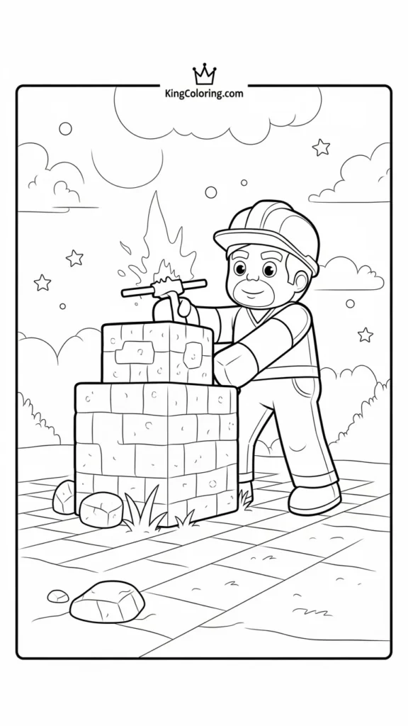 Steve mining a stone block
