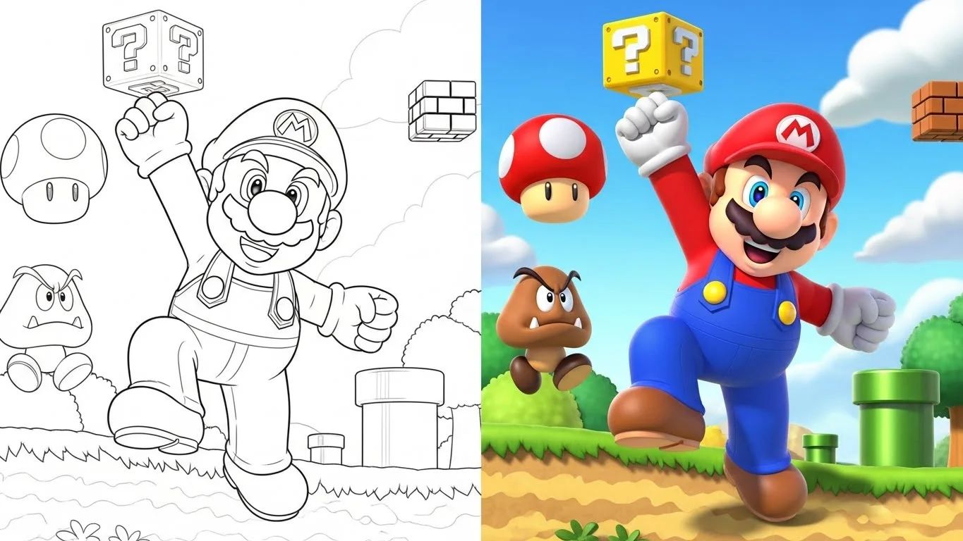 Super Mario Easy Coloring Pages
