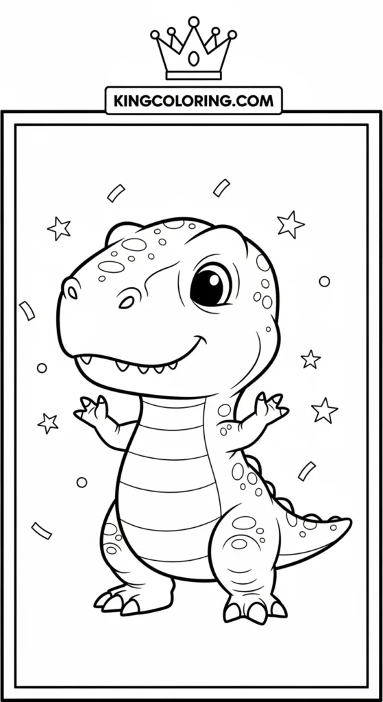 T-Rex coloring pages featuring a baby T-Rex waving its tiny arms