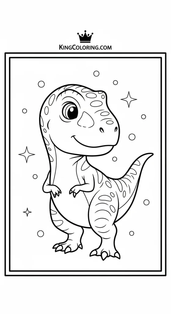 T-Rex coloring pages showing a tiny baby