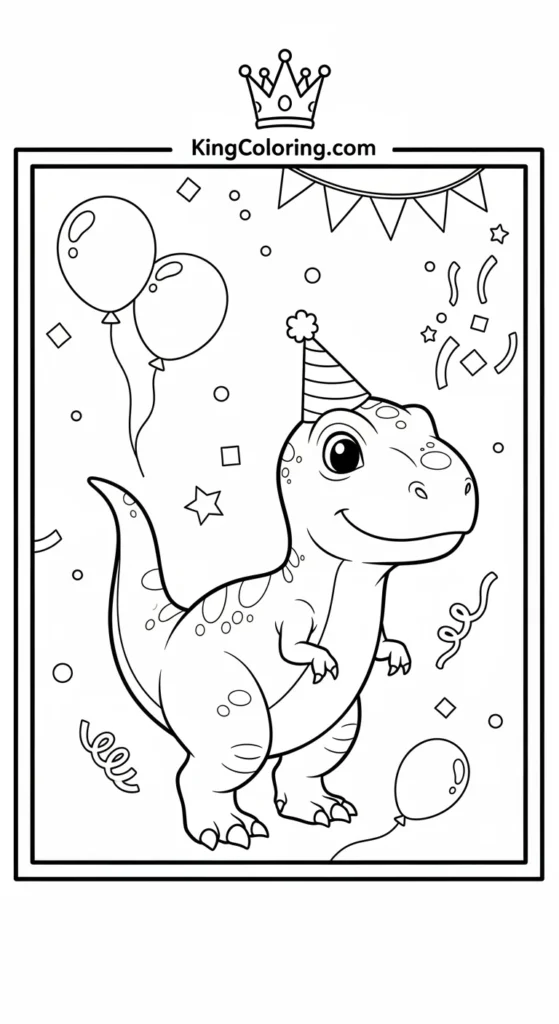T-Rex coloring pages showing a tiny baby T-Rex standing on two legs