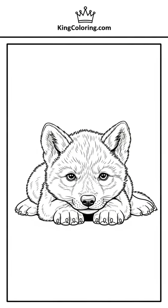 Wolf coloring pages showing a tiny wolf pup