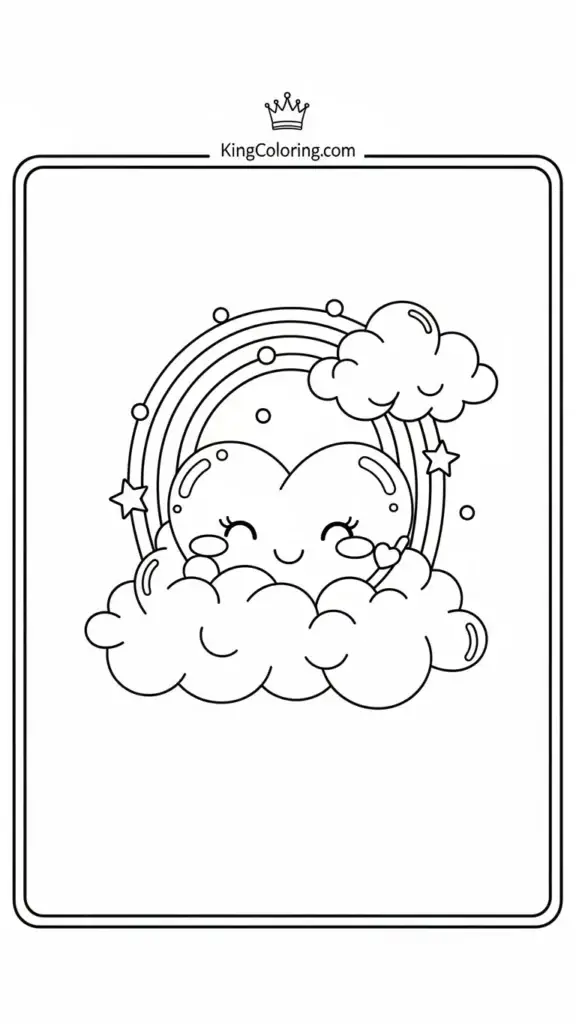 a Heart inside a cloud with a rainbow