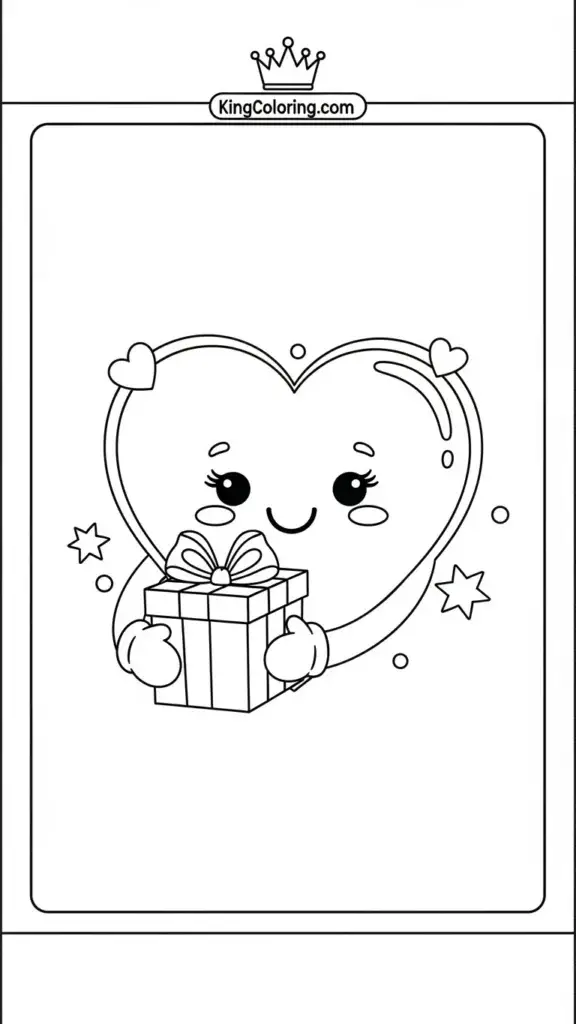 a Smiling heart holding a gift