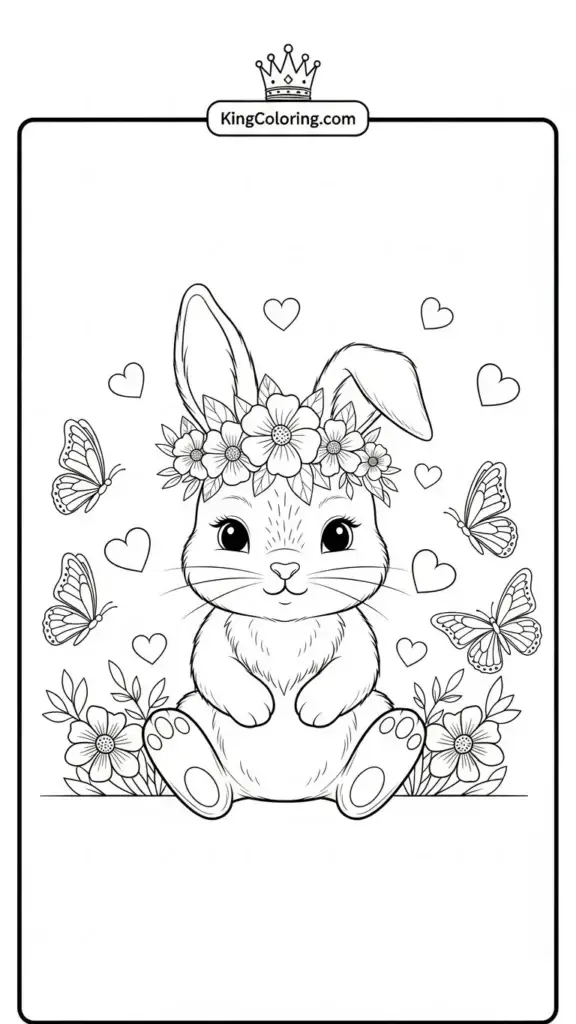 a baby bunny wearing a flower crown