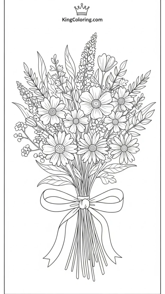 a bunch of wildflowers tied together with a ribbon