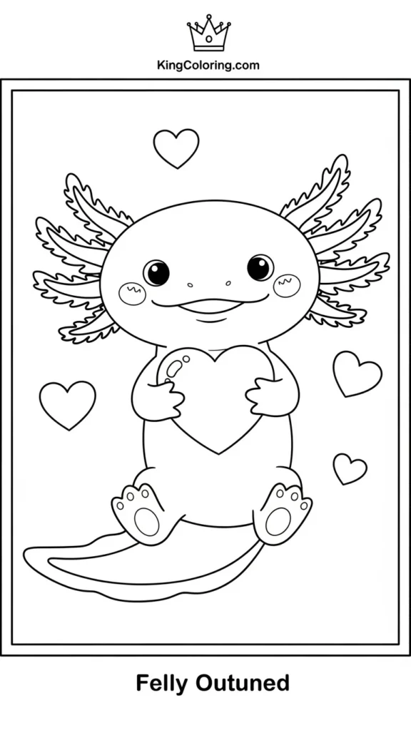 axolotl holding a heart