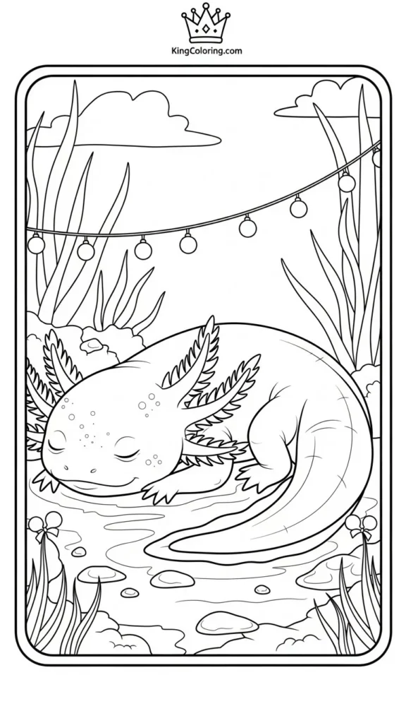 axolotl sleeping on the lake floor