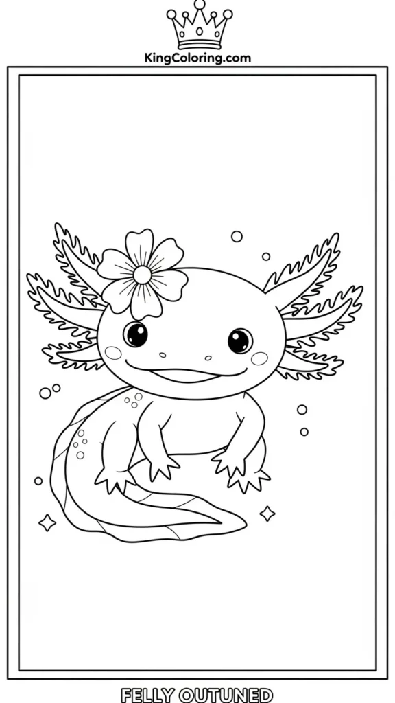 axolotl with a flower on its head