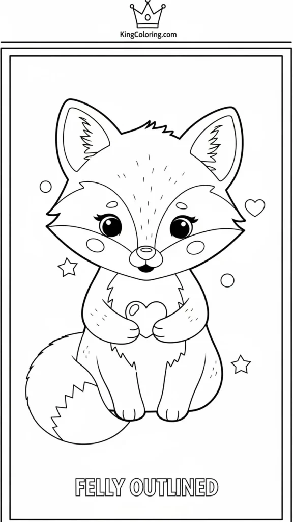 baby fox holding a tiny heart