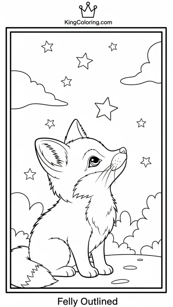 baby fox looking at stars in the sky