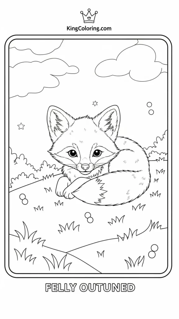 baby fox lying on a soft grassy hill
