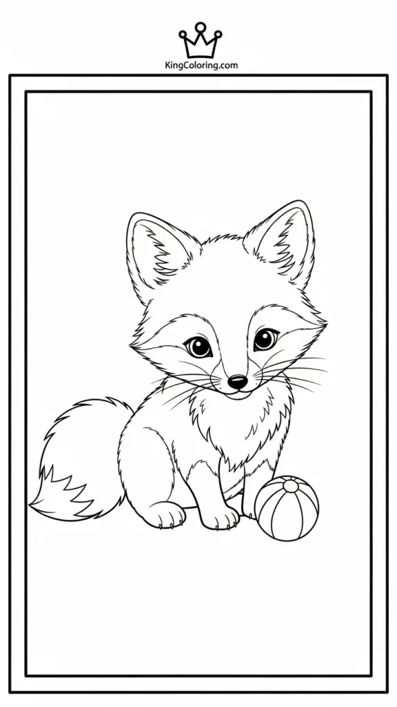 baby fox playing with a small ball