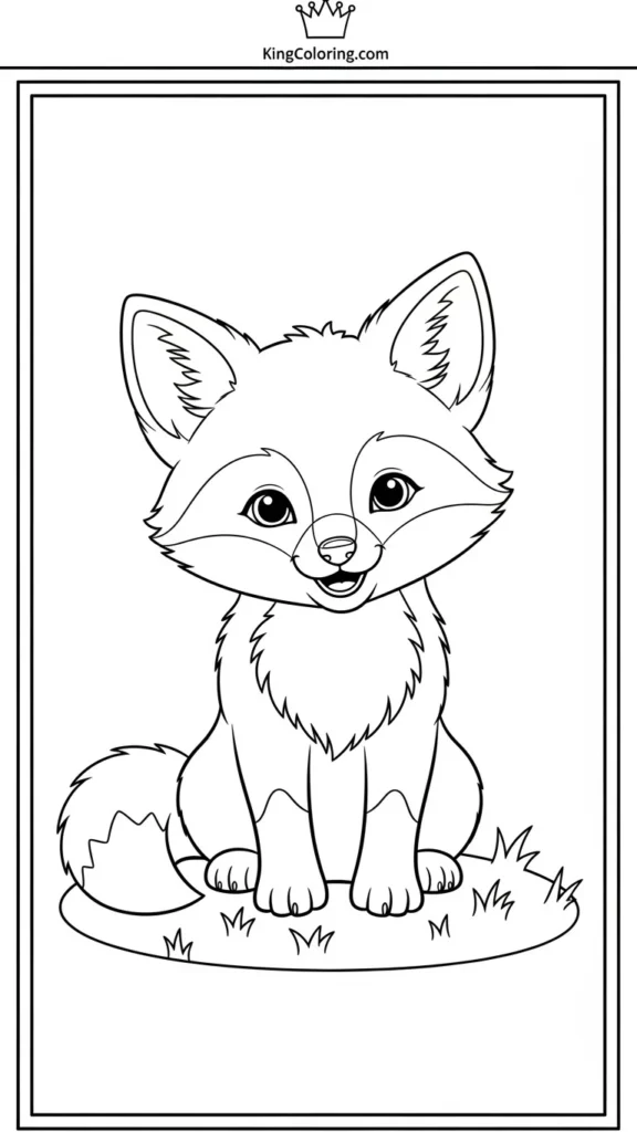 baby fox sitting on a grassy patch