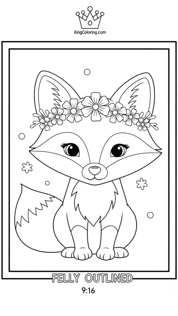 baby fox with a flower crown