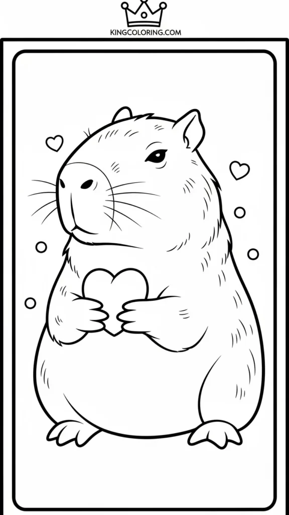 capybara holding a small heart