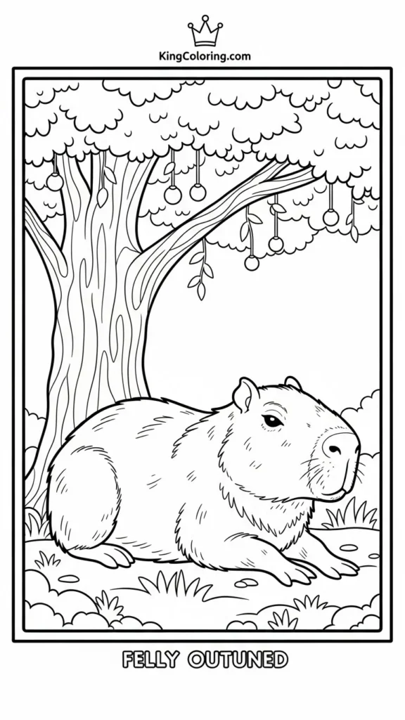 capybara lying under a tree