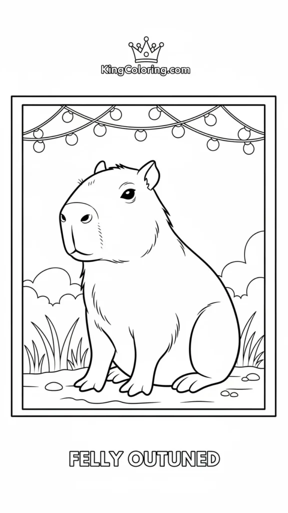capybara sitting in a simple frame with grass