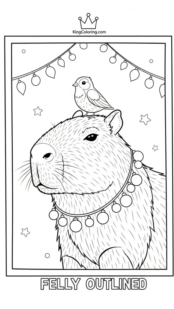 capybara with a tiny bird perched on its head