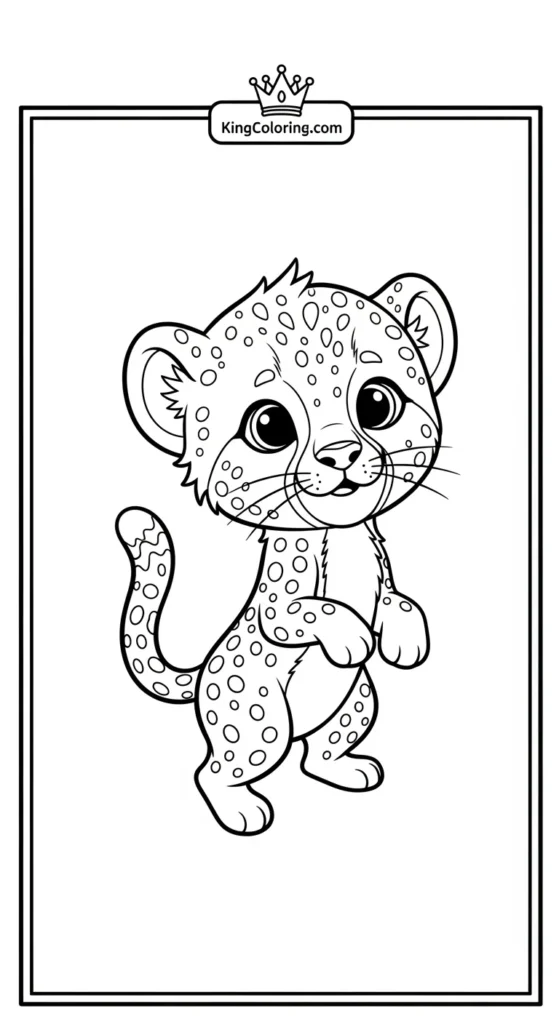 cheetah coloring pages featuring a baby standing on its hind legs