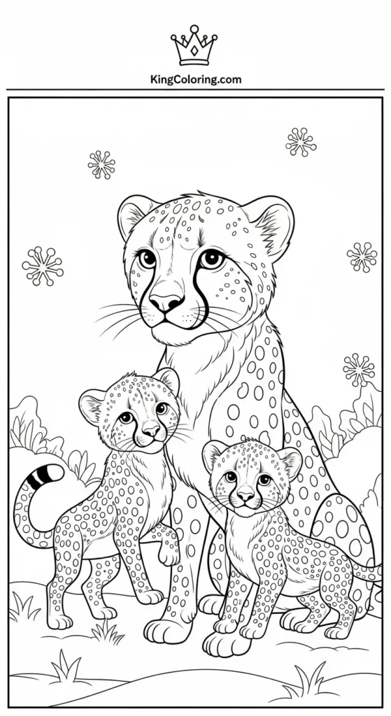 cheetah coloring pages illustrating a parent watching over playful cubscheetah coloring pages illustrating a parent watching over playful cubs