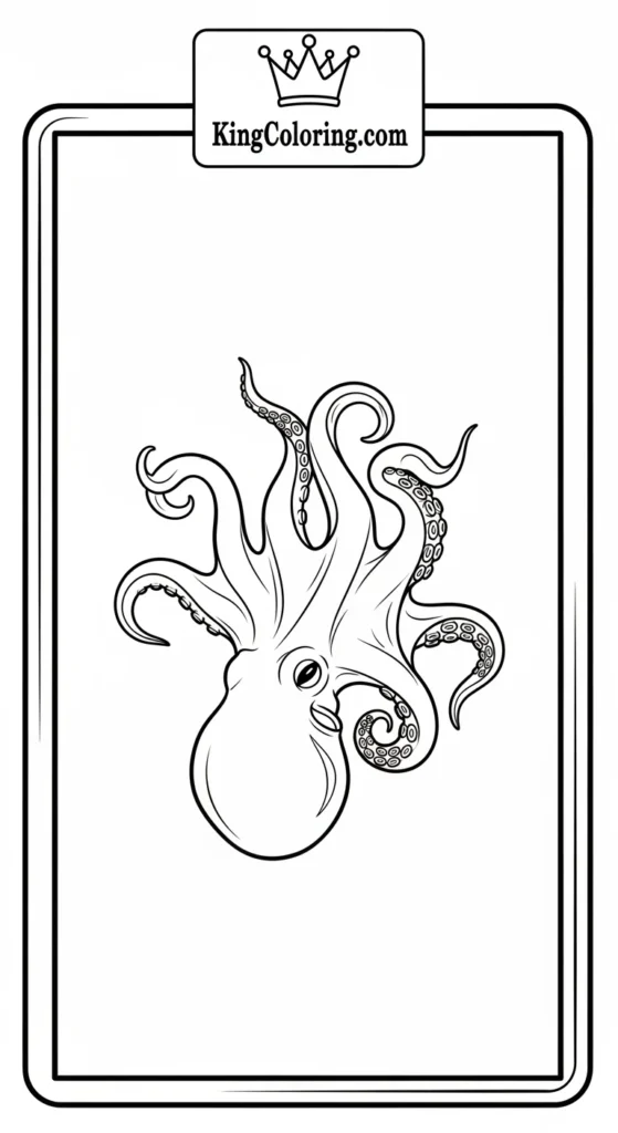 coloring pages showing a small octopus floating upside down