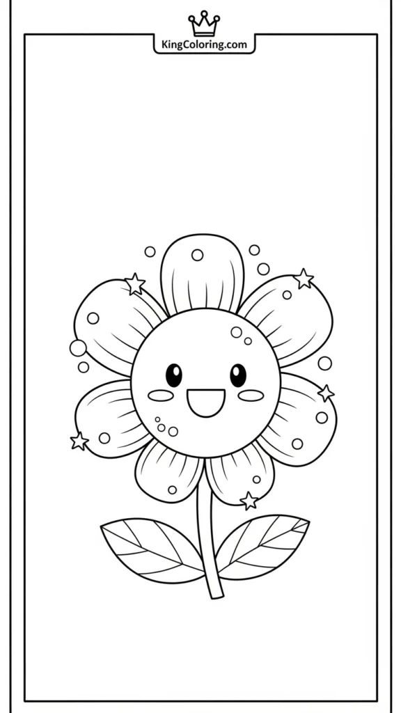cute flower with a happy face and rounded petals