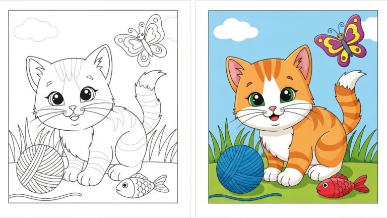 cute kitten coloring pages for kids