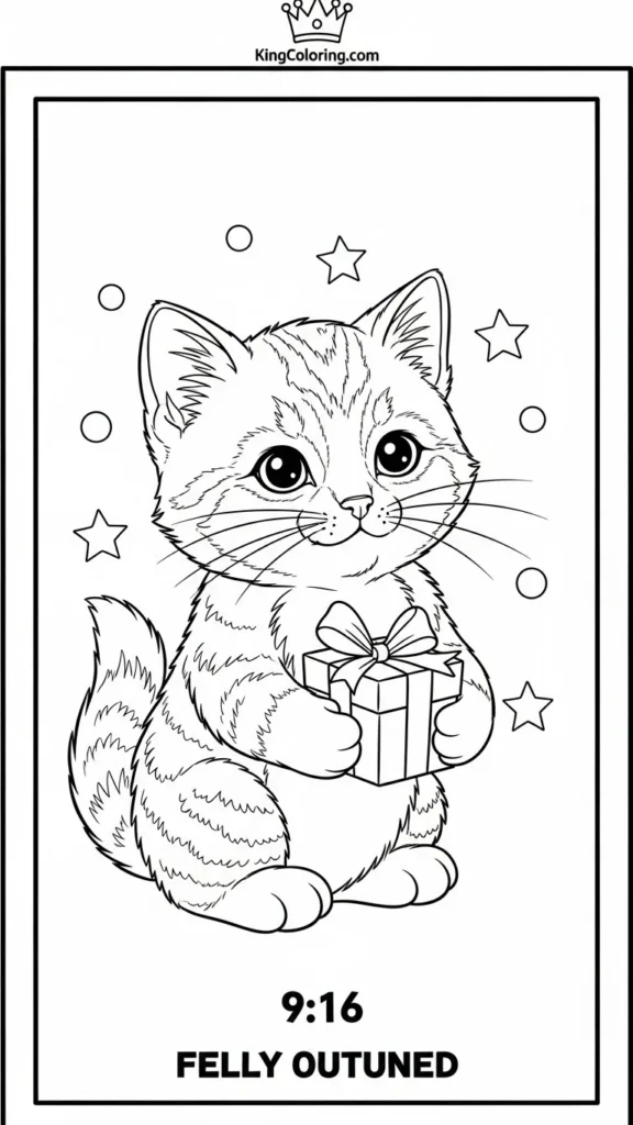 kitten holding a tiny gift box