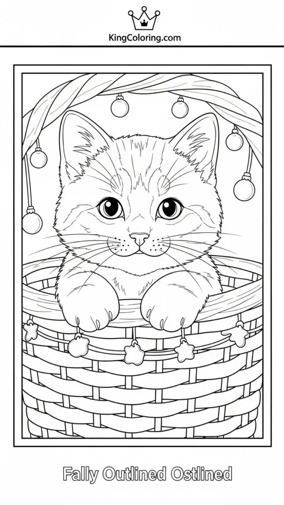 kitten peeking out from a basket