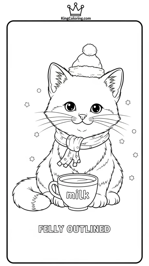 kitten sitting with a small cup of milk