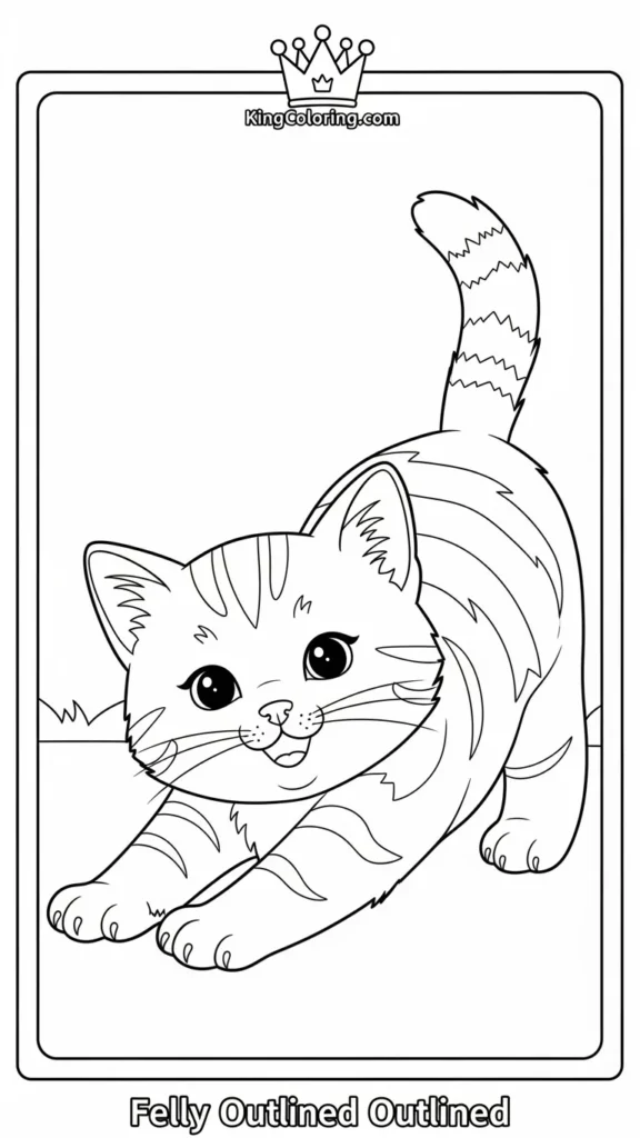 kitten stretching with a happy face