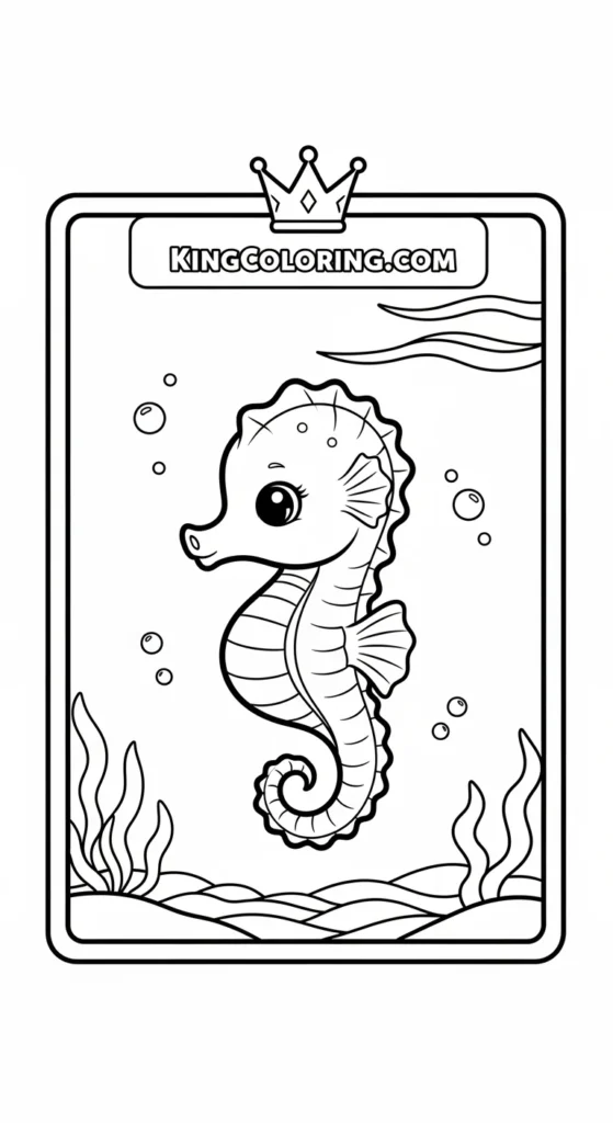 seahorse coloring page featuring a small cute seahorse