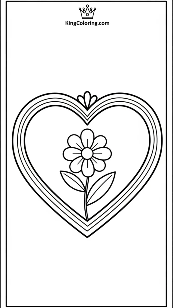 simple flower inside a heart