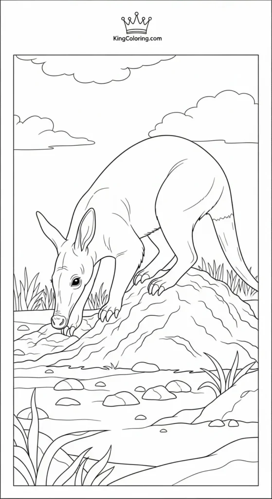 Aardvark Digging Near Ant Mound