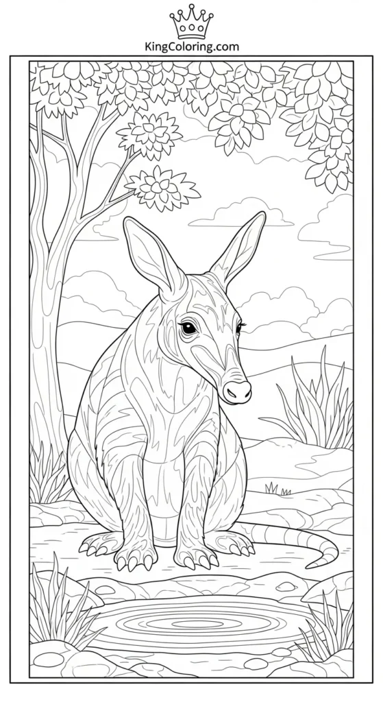 Aardvark Sitting Near Waterhole