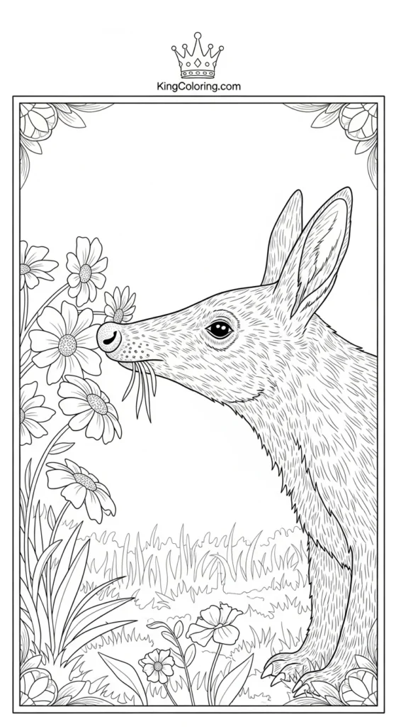 Aardvark Sniffing Flowers