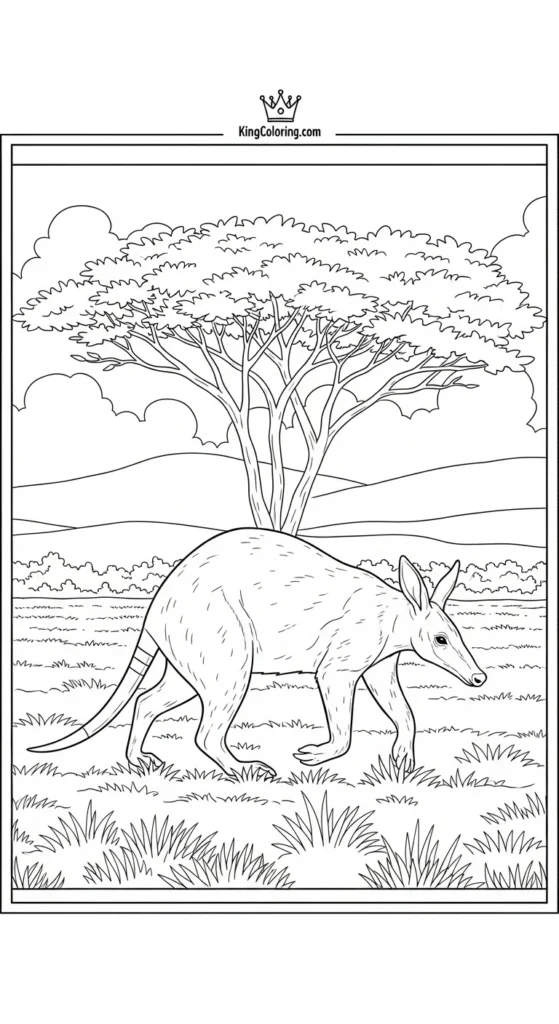 Aardvark Walking Across Savanna