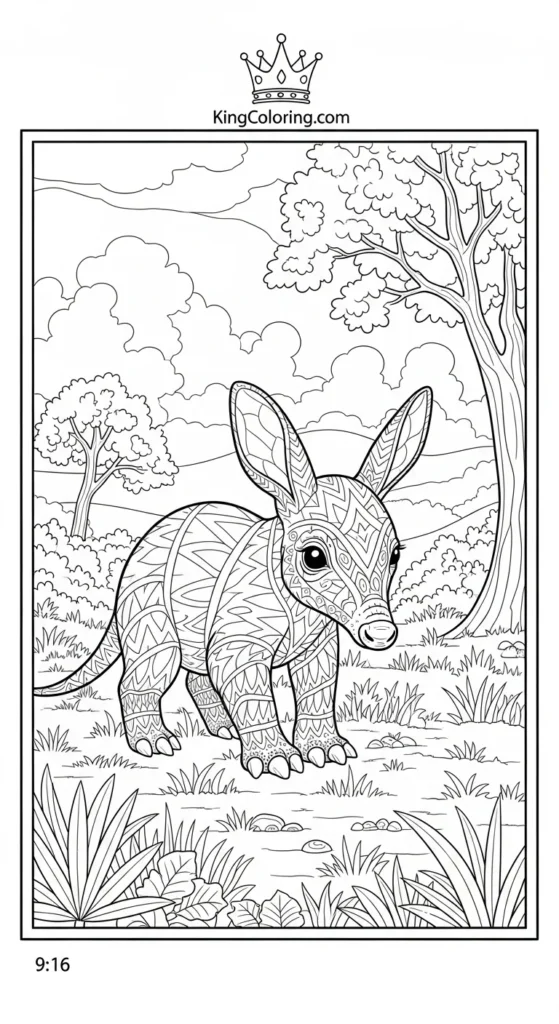 Baby Aardvark Exploring Field