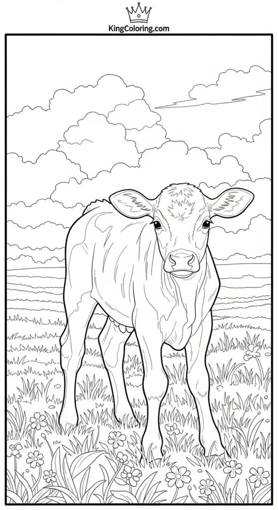 Baby Calf Exploring Field